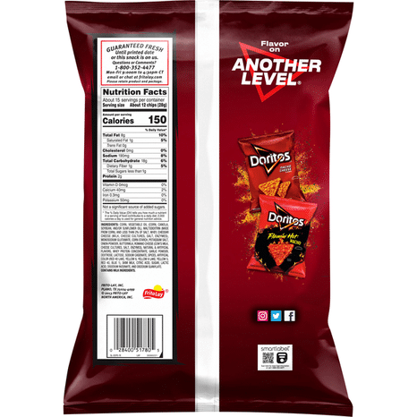 Doritos Tortilla Chips Spicy Nacho Flavored 14 1/2 Oz
