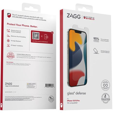 Zagg Invisible Shield Glass Plus Defense Screen Protector for Apple iPhone 13 & 13 Pro