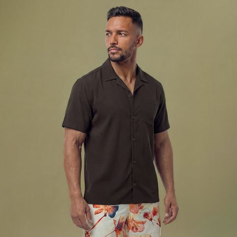 VRST Men's Performance Resort Shirt, M - Dark Brown