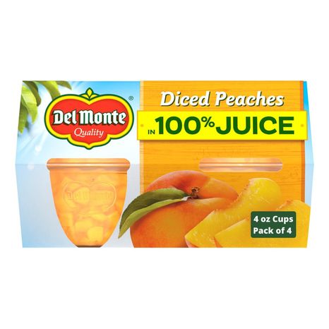 Del Monte Diced Peaches in 100% Juice Plastic Fruit Cup Snacks