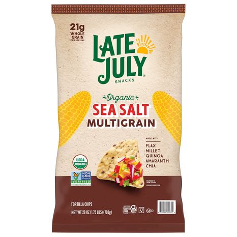 LATE JULY Snacks Organic Sea Salt Multigrain Tortilla Chips