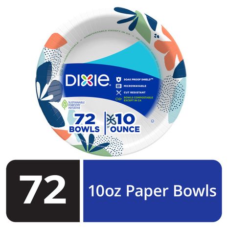 DIXIE Paper Bowls, 10 oz Disposable Bowls (Design May Vary)