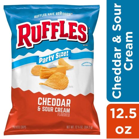Ruffles Potato Chips, Cheddar & Sour Cream Flavored, Party Size