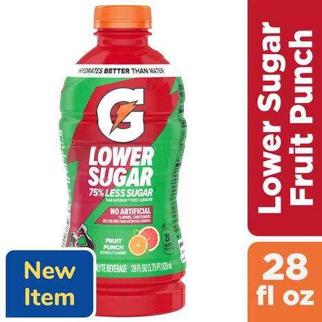 Gatorade Lower Sugar Electrolyte Sports Drink, Fruit Punch