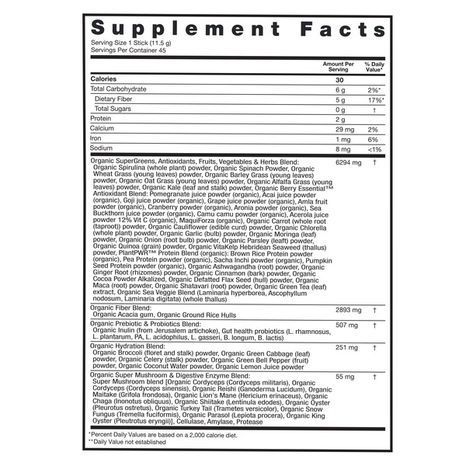 Zena Greens Mixed Berry Flavor With Other Natural Flavo Organic Supergreens Fruits & Vegetables Dietary Supplement Stick Mixed Berry