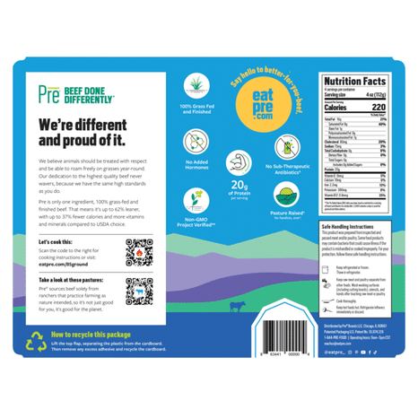 Pre Brands Pre 100% Grass Fed & Finished 85% Lean 15% Fat Ground Beef