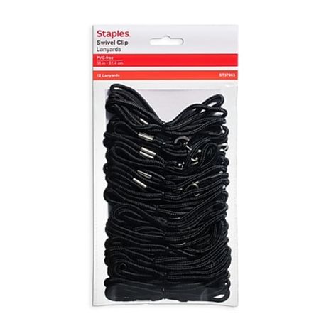 Staples Black Lanyards for ID-Badge Holders