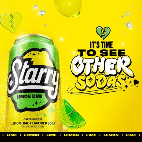 Starry Zero Sugar Lemon Lime Soda, Caffeine Free