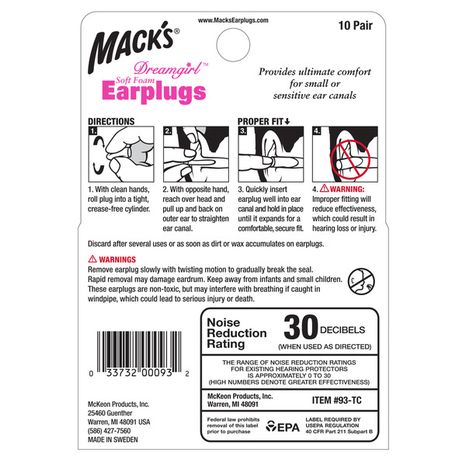 Mack's Dreamgirl Soft Foam, Ear Plugs
