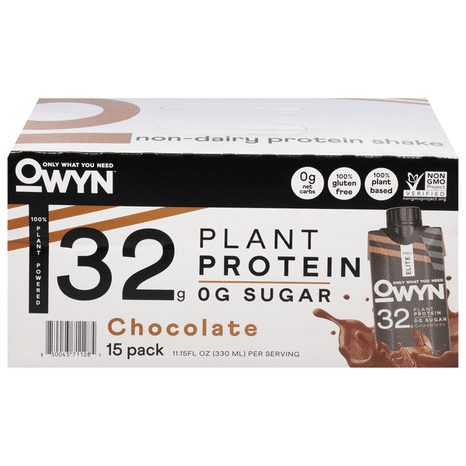OWYN Protein Shake, Non-Dairy, Chocolate, 15 Pack