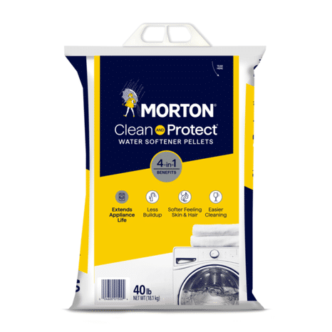 Morton Water Softener Salt prevents buildup, extending the life of pipes & appliances.