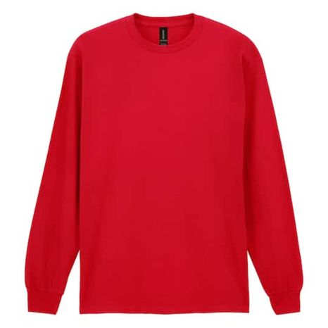 Gildan Adult Men's Ultra Cotton Long Sleeve Crew Neck T-Shirt - Red