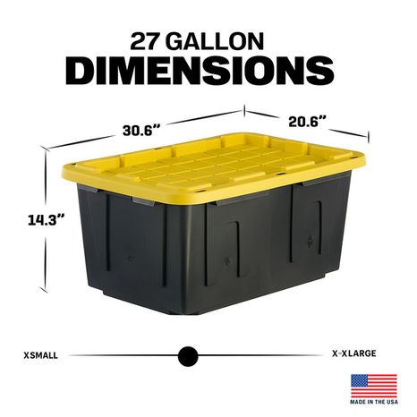 Commander 27 Gallon Black Tote with Standard Snap Lid