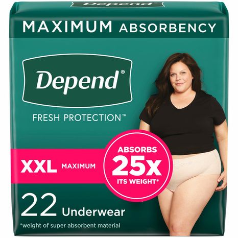 Depend Fresh Protection Women's Adult Incontinence Underwear, XXL, Blush