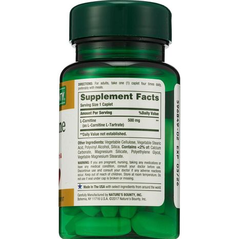 Nature's Bounty L-Carnitine, 500 mg, Caplets