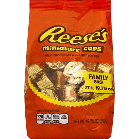 Reese's Milk Chocolate & Peanut Butter, Miniature, Cups, Family Bag