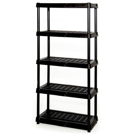 Blue Hawk 5-Tier Plastic Utility Shelving Unit - Black - 18"D x 36"W x 72"H