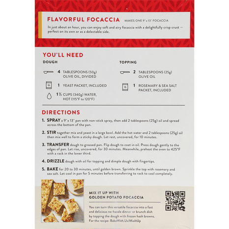 King Arthur Baking Company Focaccia Mix Kit, Crispy & Airy