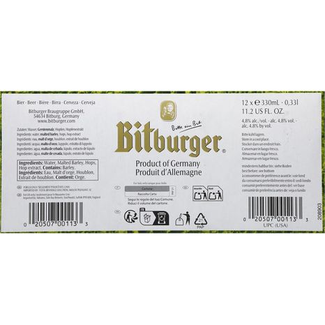 Bitburger Premium Pils Original German Pilsener Beer
