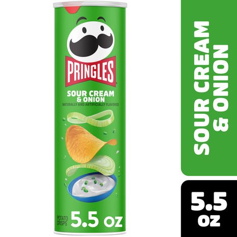 Pringles Sour Cream and Onion Potato Crisps, Lunch Snacks, 5.5 oz