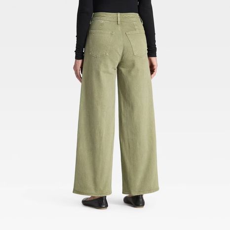 Universal Thread Women's High-Rise Sailor Wide Leg Ankle Jeans, 10 Long - Green