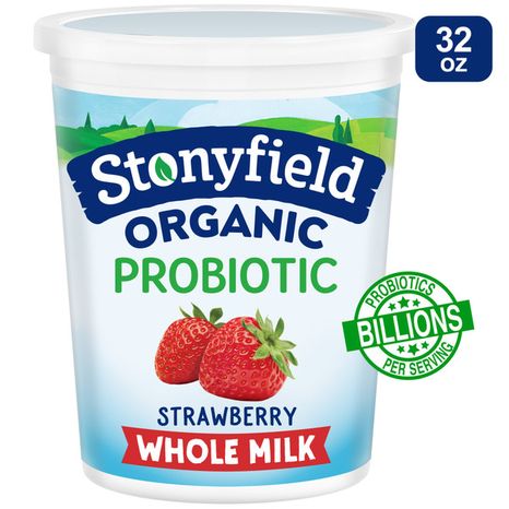 Stonyfield Organic Strawberry Whole Milk Probiotic Yogurt