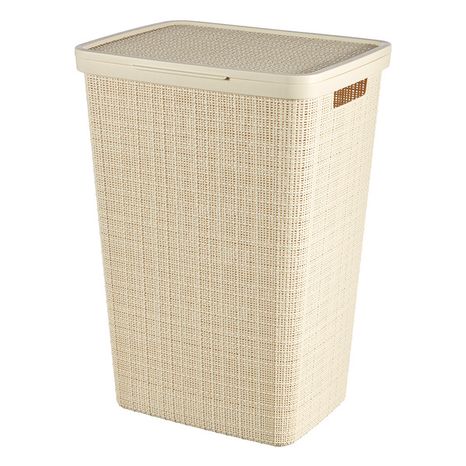 Curver Jute Laundry Hamper - Ivory - 17 x 13.5 x 23 in