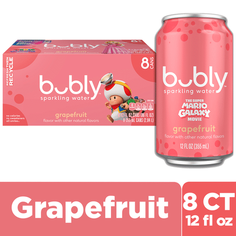 bubly Sparkling Water, Grapefruit - Pack