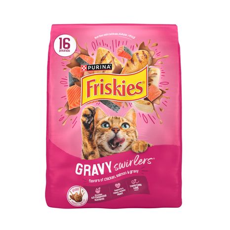 Purina Friskies Gravy Swirlers With Flavors of Chicken, Salmon and Gravy Dry Cat Food