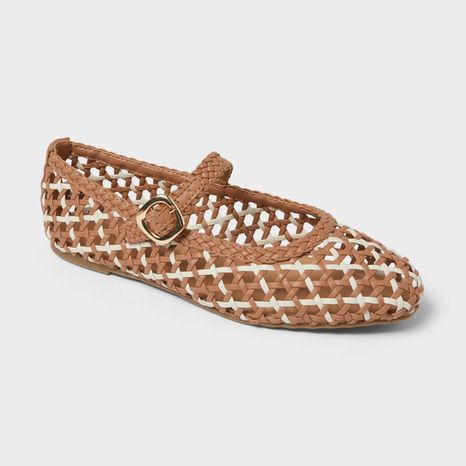 Universal Thread Women's Royce Mary Jane Shoes with Memory Foam Insole, Size 6.5 - Cognac