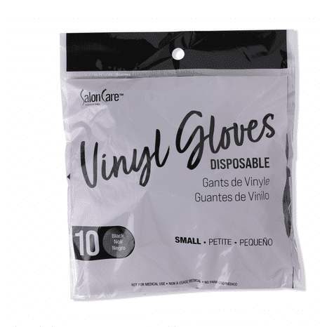 Salon Care Disposable Vinyl Gloves, Small - Black