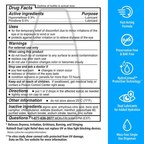 Rohto Dual Light Relief Lubricant Eye Drops - 0.6 fl oz