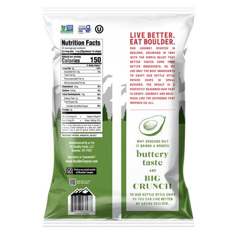 Boulder Canyon Avocado Oil Kettle Style Classic Sea Salt Potato Chips