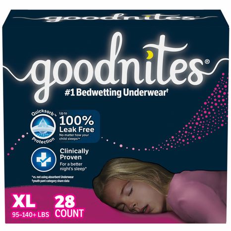 Goodnites Girls' Nighttime Bedwetting Underwear, Size Extra Large (95-140+ lbs)