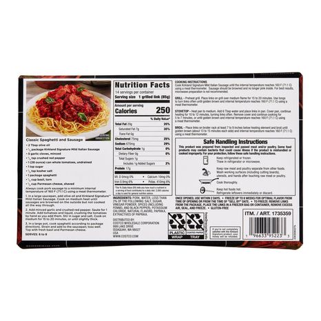Kirkland Signature Mild Italian Sausage