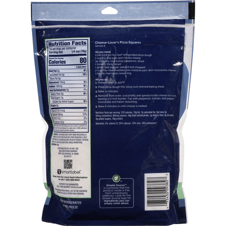 Hy-Vee Shredded Cheese, Part-Skim, Mozzarella, Low-Moisture