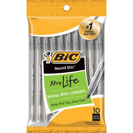 BIC Ball Pens, Black Ink, Xtra Life, Medium