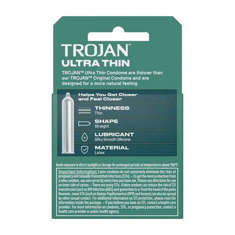 Trojan Ultra Thin Latex Lubricated Condoms For Men
