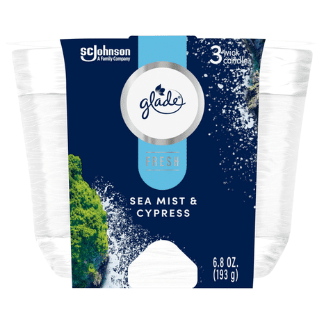 Glade 3 Wick Sea Mist & Cypress Candle