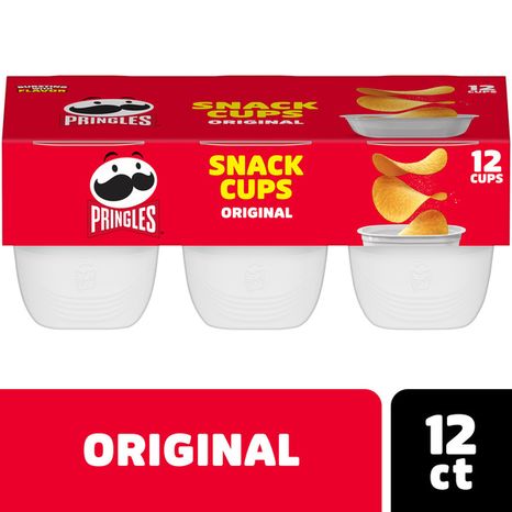 Pringles Snack Cups Original Potato Crisps Chips, Lunch Snacks, Snack Cups, 12 Count