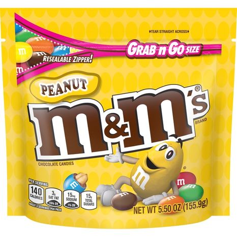 M&M's Peanut Chocolate Candy Grab & Go Size