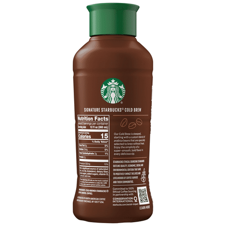Starbucks Coffee Beverage, Premium, Black, Unsweet, Cold Brew