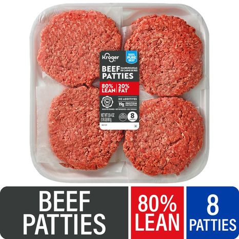 Kroger 80% Lean/20% Fat Ground Beef Patties
