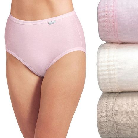 JOCKEY Women's Plus Size 100% Cotton Elance Underwear Briefs - Ivory, Light & Pink Shadow