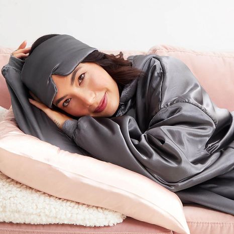 Kitsch Satin Pillow Eye Mask, Charcoal