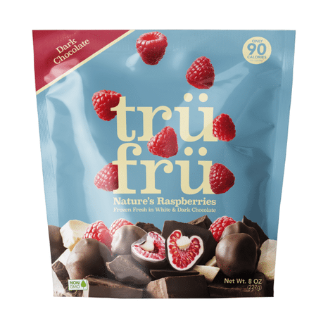 Tru Fru Nature's Raspberries Hyper-Chilled in White & Dark Chocolate