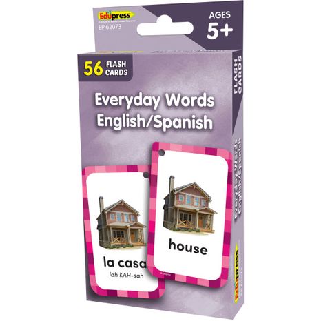 Teacher Created Resources Everyday Words English & Spanish Flash Cards, 5.12 x 3.12 Inch