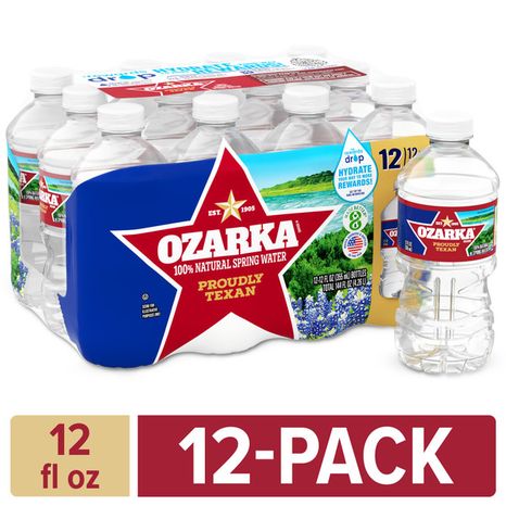 OZARKA Texas Spring Water, 12-ounce plastic bottles (Pack of 12)