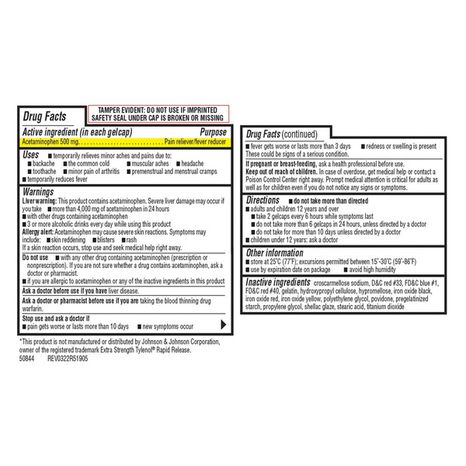 Kirkland Signature Rapid Release Gelcap 500mg Acetaminophen