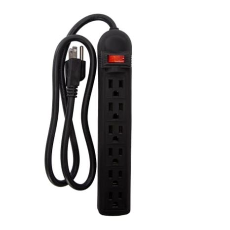 Five Below 6-Outlet Power Strip, Large - Black Multi